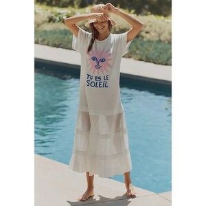 Anthropologie Celandine Anisa Makhoul Graphic Tshirt Twofer Maxi Dress 1X 284909